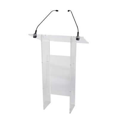 PUPITRE PLEXIGLASS AVEC 2 MICROS COL-DE-CYGNE